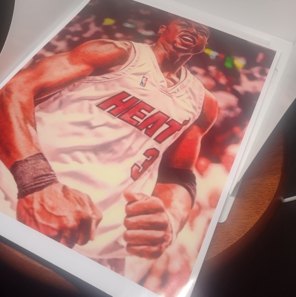 NEW!🤩MIAMI HEAT🔥DWYANE WADE REPRINT BASKETBALL GLOSSY 8.5x11 COLOR ART POSTER - Picture 5 of 8